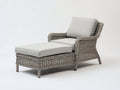 Polyrattan Sonnenliege Hellgrau mit Rollen Holzoptik 200x72x85 cm Modernes Garten Lounge Design