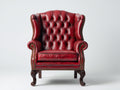 Sessel aus Leder 88x92x112 cm - Rot - Klassisches Ohrensessel Design