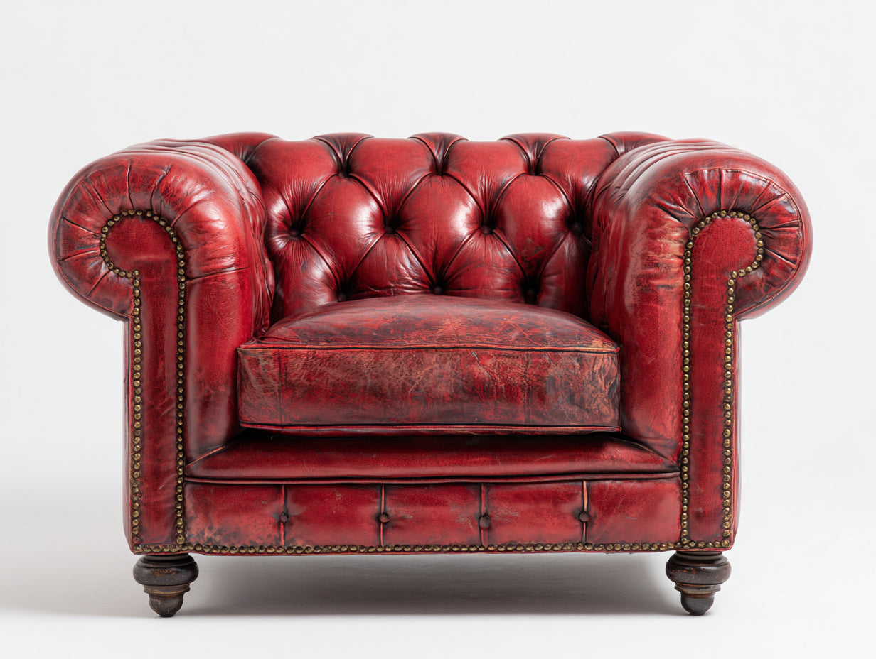 Sessel aus Leder 110x95x78 cm - Rot - Chesterfield Design