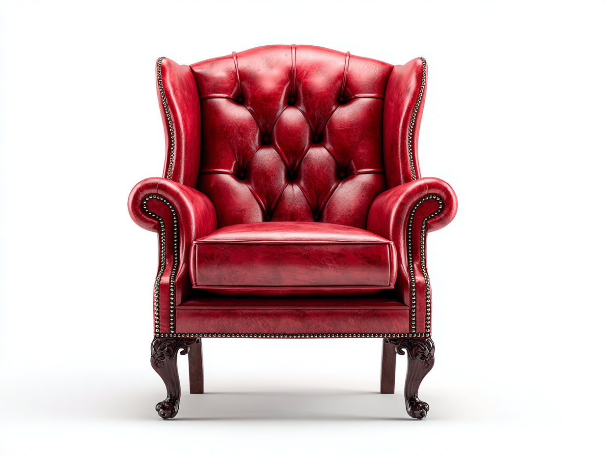 Sessel Leder Rot Chesterfield Ohrensessel 85x92x112 cm Wohnzimmer klassischer Stil