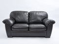 Zweisitzer Sofa Echtleder Schwarz 170x90x85 cm Holzfüße Modernes Wohnzimmer Design Minimalistisch