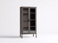Vitrine Holz Glas Grau 80x40x180 cm - 2 Türen Wohnzimmer Stauraum modern minimalistisch