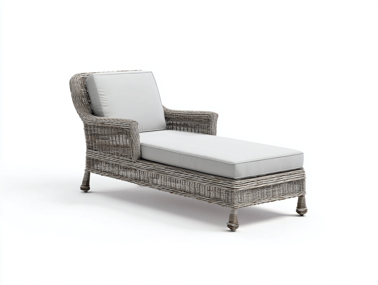 Sonnenliege aus Polyrattan 195x72x88 cm - Hellgrau-Weiß - Modernes Design