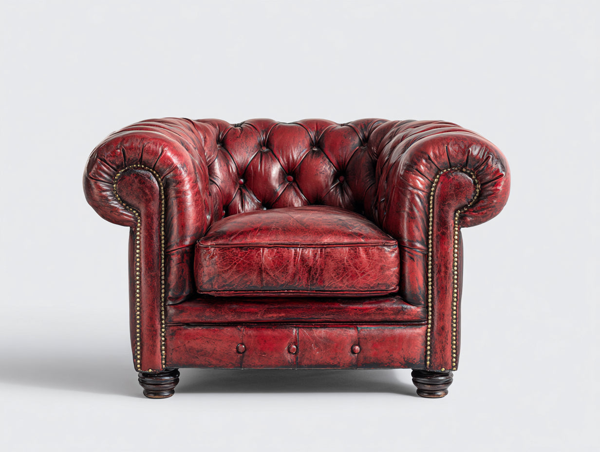 Sessel Leder 95x85x75 cm Rot - Chesterfield Stil Klassisches Design Wohnzimmer