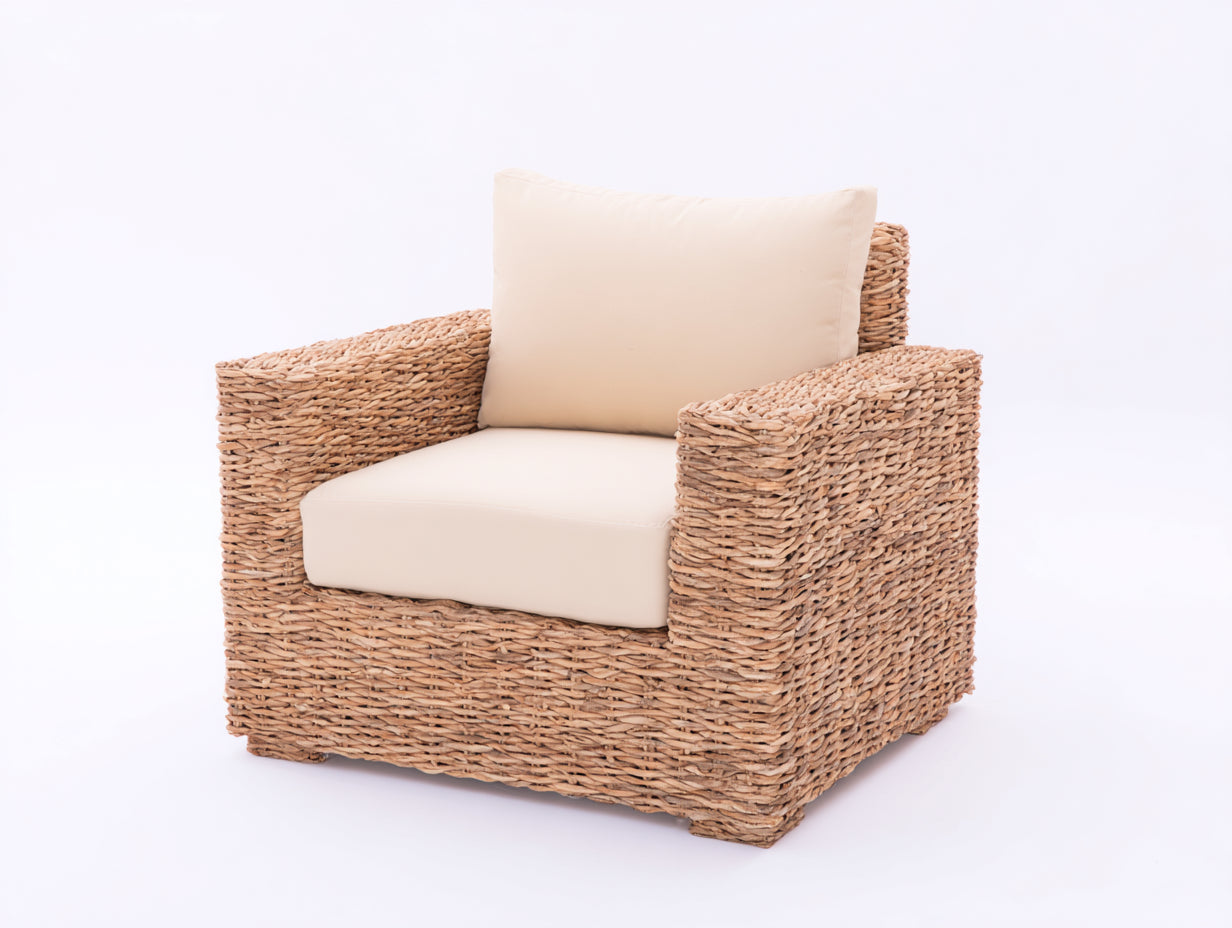 Polyrattan Gartensessel Natur Beige 80x80x85 cm Garten Outdoor Lounge Design