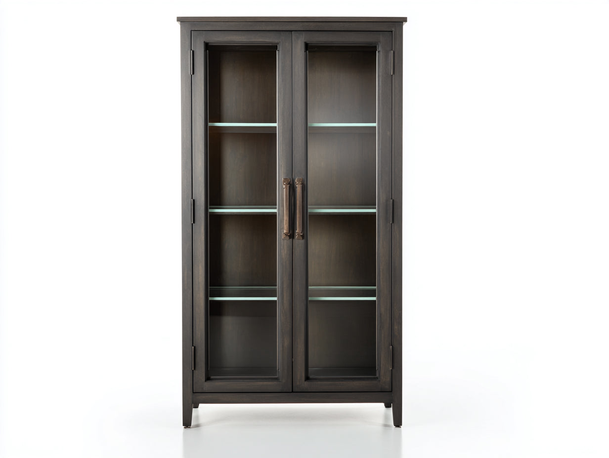 Vitrinen Holzwerkstoff Glas 90x40x180 cm Dunkelbraun