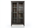 Vitrinen Holzwerkstoff Glas 90x40x180 cm Dunkelbraun - Klassisches Design Wohnzimmer Aufbewahrung