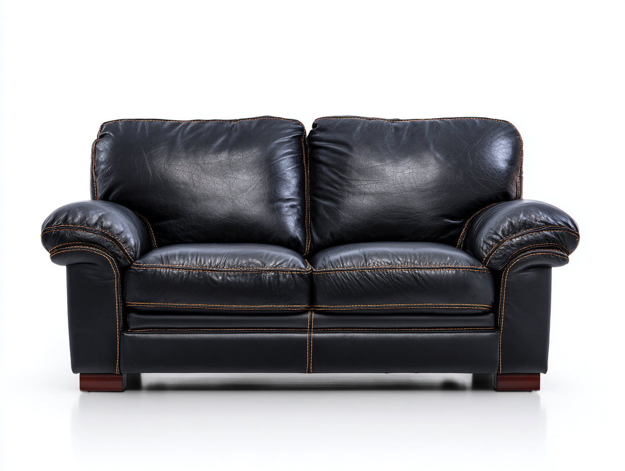 Zweisitzer Sofa aus Leder 180x92x88 cm - Schwarz - Modernes Design
