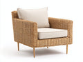 Polyrattan Gartensessel Geflochten Metallbeine 80x75x85 cm - Natur Beige - Moderner Leichter Outdoor Stil