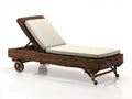 Polyrattan Sonnenliege mit verstellbarer Rückenlehne Naturbraun Beige 200x70x80 cm Garten Liege Modern Design mit Rollen