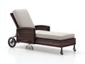 Sonnenliege Rattan Geflecht 195x70x85 cm Braun Grau modernes Design mit Rollen