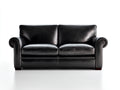 Zweisitzer Sofa Leder 165x92x88 cm - Schwarz - Klassisches 2-Sitzer Sofa mit Rollarmlehnen für Wohnzimmer