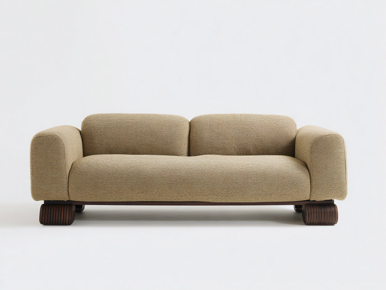 Zweisitzer Sofa Stoff Beige Holzrahmen 180x85x78 cm Modernes Design Wohnzimmer Sitzsofa Minimalistisch