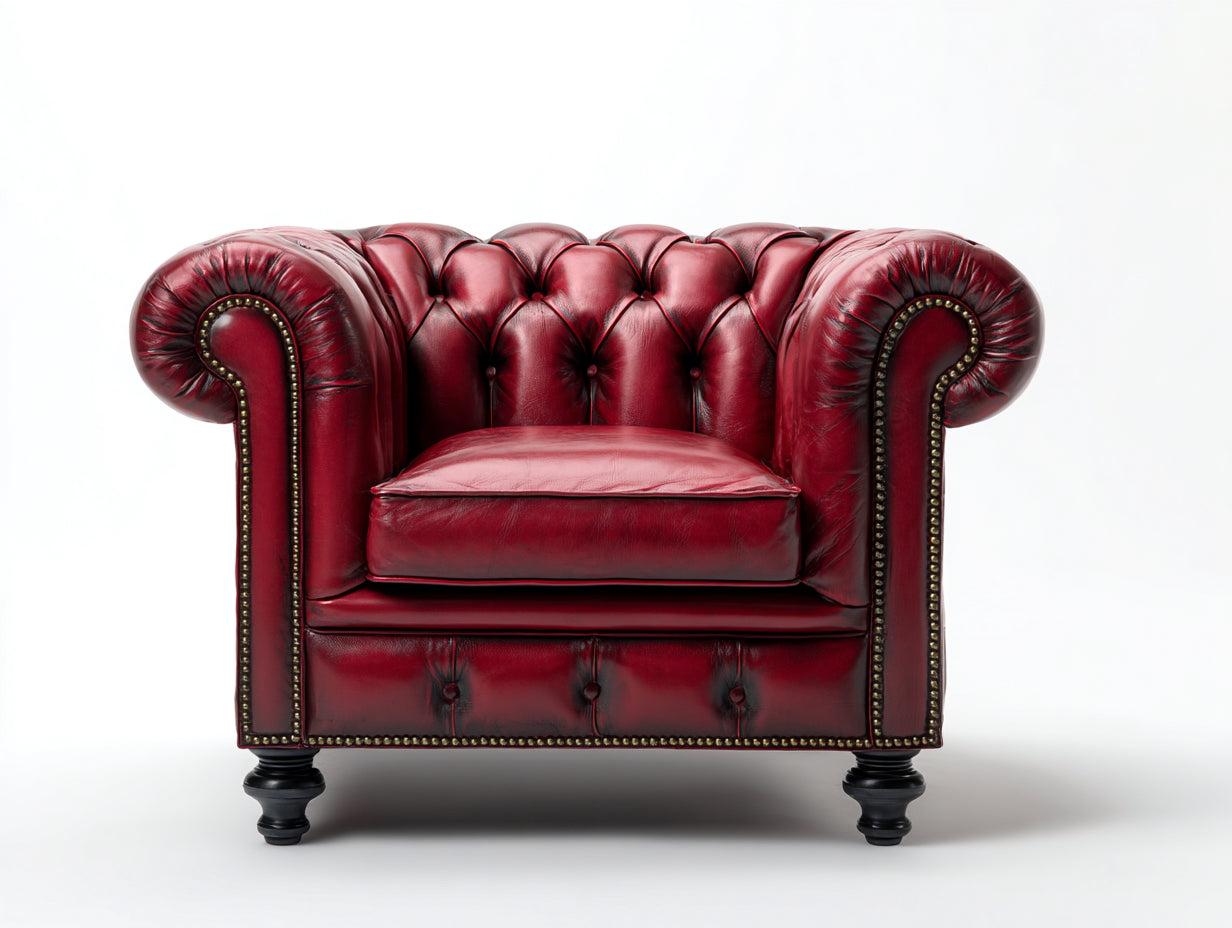Sessel Echtleder 95x85x75 cm Rot - Chesterfield Stil Klassisch Wohnzimmer Design