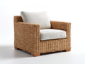 Polyrattan Gartensessel Geflochten Holzrahmen 80x75x85 cm - Natur Beige - Moderner Garten Stil