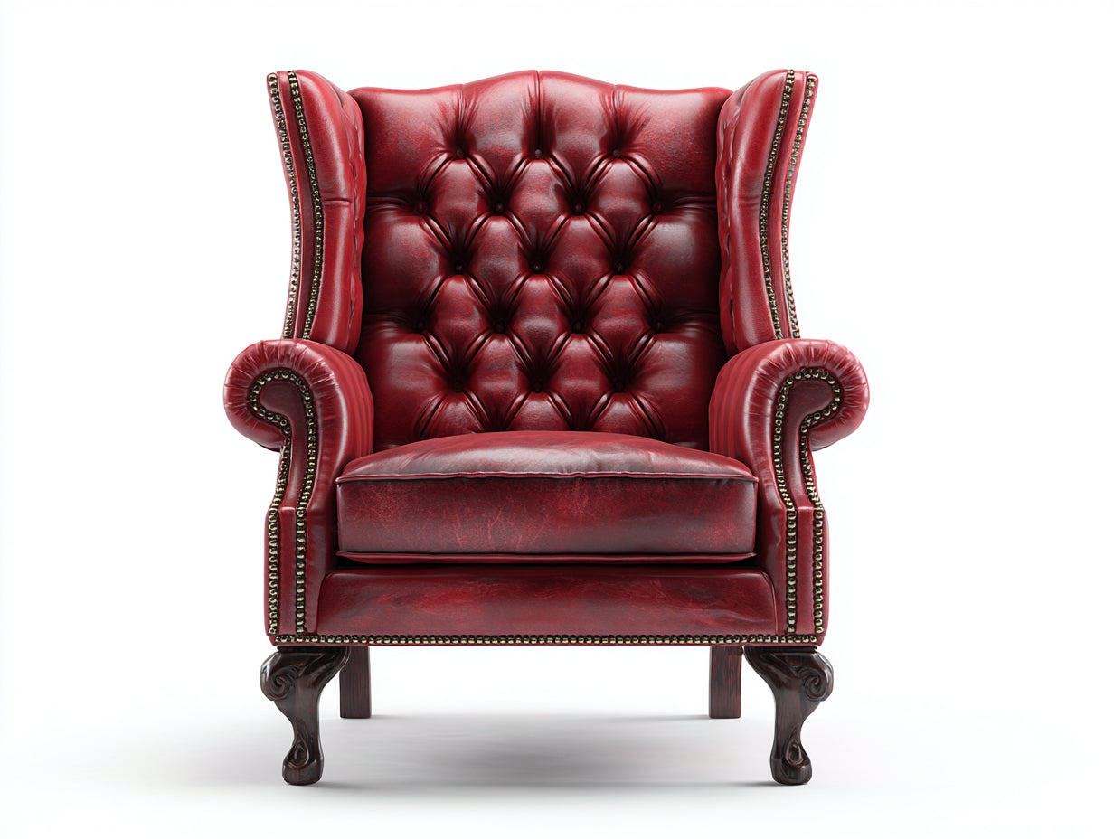 Sessel Leder 85x88x110 cm Rot - Chesterfield Stil Hochlehner Klassisches Design Wohnzimmer