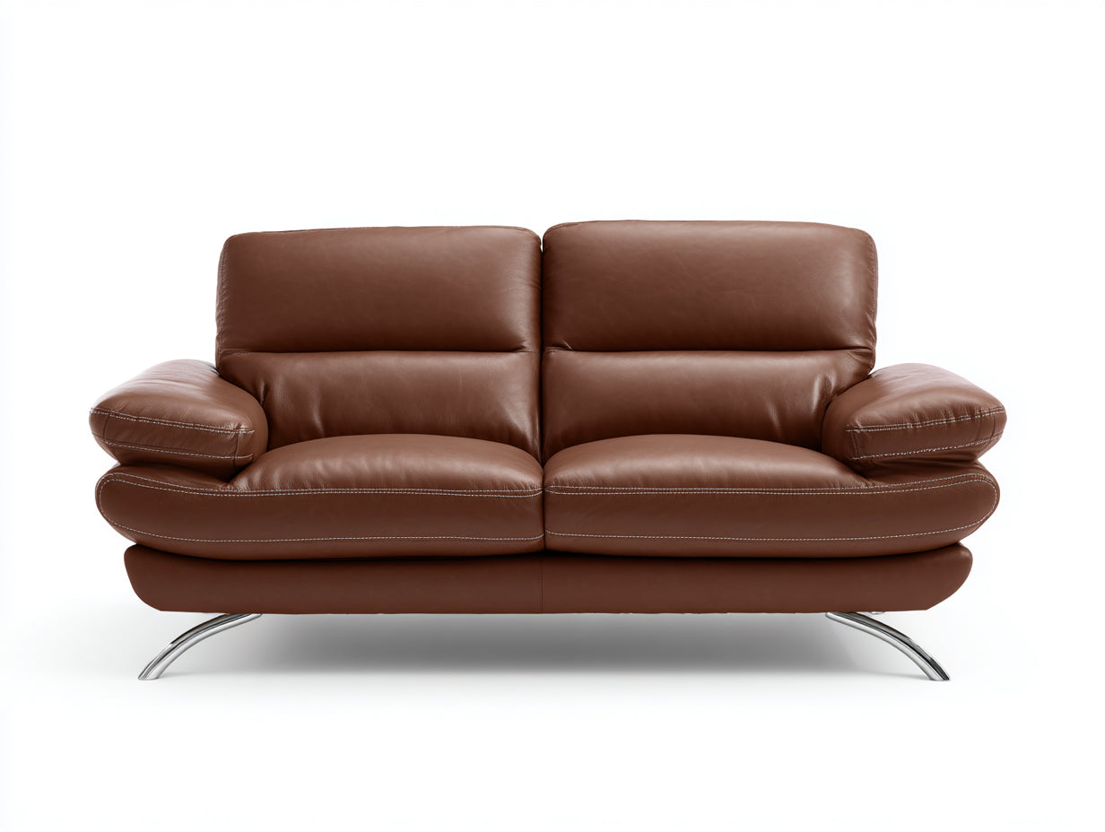 Zweisitzer Sofa Leder 180x88x80 cm Braun - Modernes Design Wohnzimmer Polstermöbel