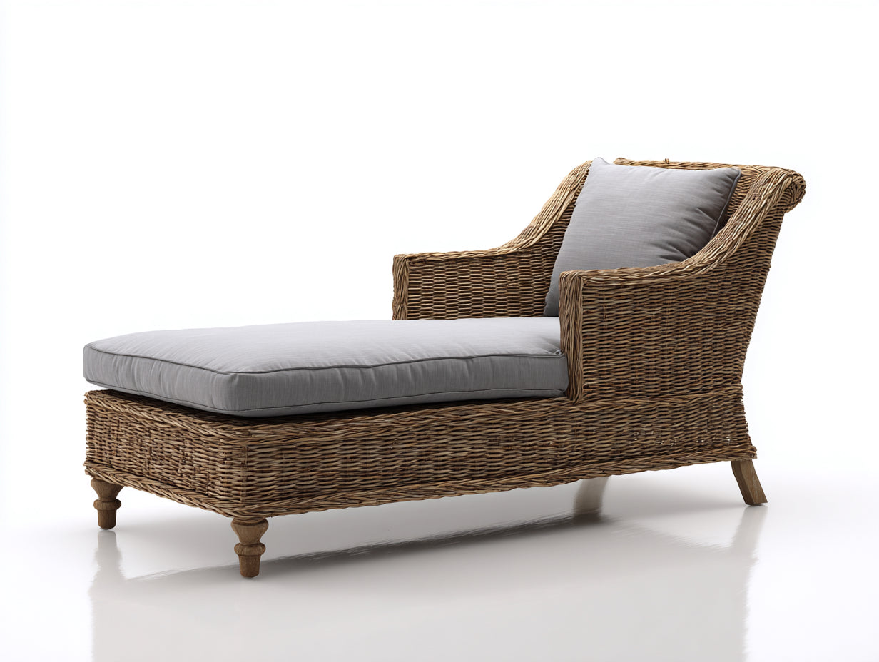 Sonnenliege aus Polyrattan 198x78x92 cm - Natur-Hellgrau - Modernes Design