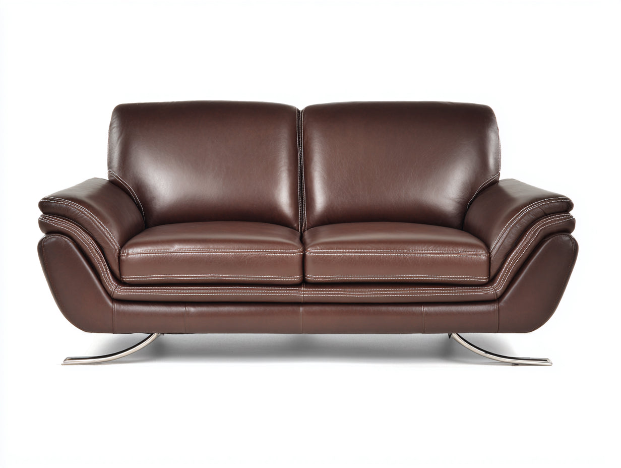 Zweisitzer Sofa aus Leder 190x95x82 cm - Dunkelbraun - Modernes Design