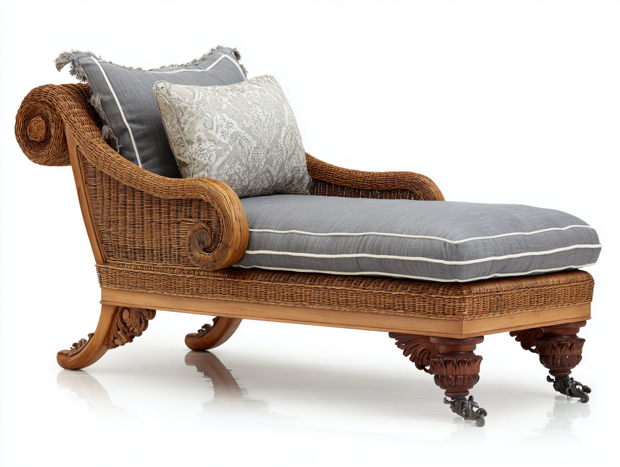 Sonnenliege Polyrattan Holz Natur Braun 200x75x85 cm Garten Liege mit Rollen klassischer Stil