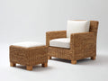 Polyrattan Gartensessel Set mit Hocker Geflochten Holzrahmen 80x75x85 cm - Natur Beige - Moderner Outdoor Komfort
